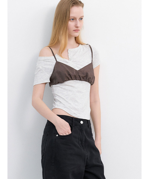 ATELIER NAIN(アトリエナイン)の「YU NYLON STRING BUSTIER (BL-4420)(Tシャツ/カットソー・レディース・シルバー/ブラウン・FREE)」の4枚目の写真