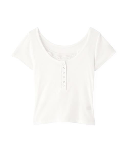 FREE'S MART(フリーズマート)の「◆キャミレイヤード風ヘンリーネックカットソー(Tシャツ/カットソー・レディース・ホワイト/ブラック・FREE)」の6枚目の写真