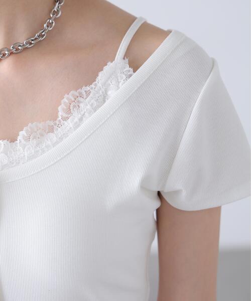 FREE'S MART(フリーズマート)の「◆キャミレイヤード風ヘンリーネックカットソー(Tシャツ/カットソー・レディース・ホワイト/ブラック・FREE)」の18枚目の写真