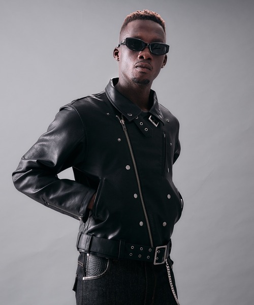 ANDER HUNK(アンダーハンク)の「Metal Button Double Riders Jacket/メタルボタンダブルライダースジャケット(ライダースジャケット・メンズ・ブラック・MEDIUM/SMALL/LARGE)」の5枚目の写真