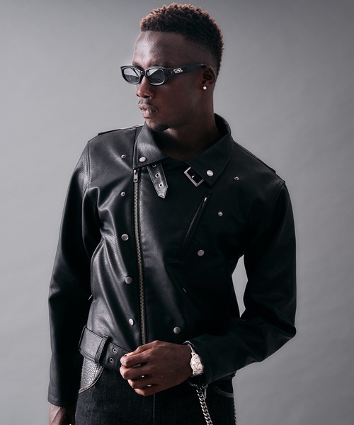 ANDER HUNK(アンダーハンク)の「Metal Button Double Riders Jacket/メタルボタンダブルライダースジャケット(ライダースジャケット・メンズ・ブラック・MEDIUM/SMALL/LARGE)」の3枚目の写真