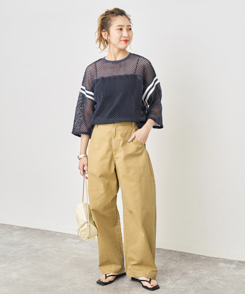 Spick & Span（スピックアンドスパン）の「《別注》athletic wear MASON メッシュフットボール*（Tシャツ/カットソー・レディース・ネイビー/アイボリー・FREE）」の19枚目の写真