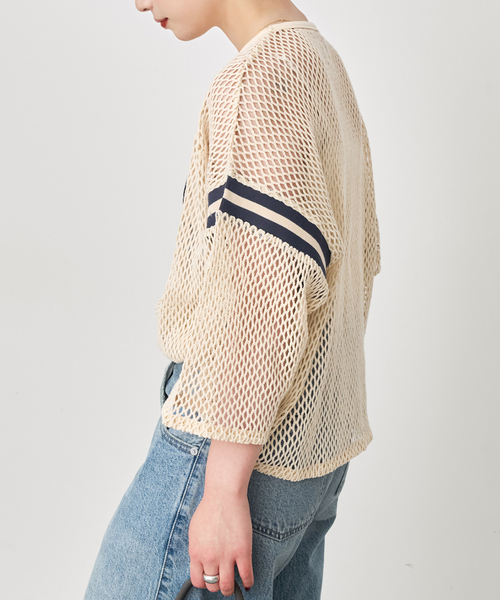 Spick & Span（スピックアンドスパン）の「《別注》athletic wear MASON メッシュフットボール*（Tシャツ/カットソー・レディース・ネイビー/アイボリー・FREE）」の21枚目の写真