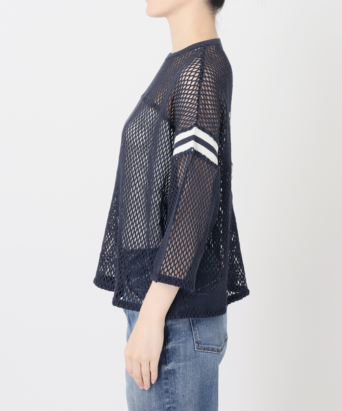 Spick & Span（スピックアンドスパン）の「《別注》athletic wear MASON メッシュフットボール*（Tシャツ/カットソー・レディース・ネイビー/アイボリー・FREE）」の4枚目の写真