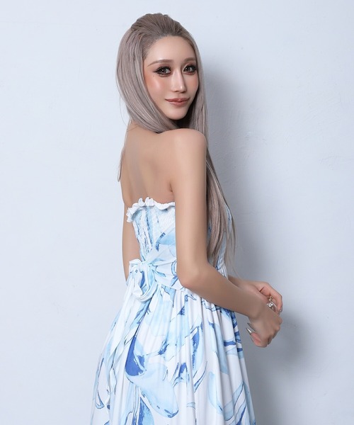 BLACKQUEEN(ブラッククイーン)の「【BLACKQUEEN】リゾート柄マキシワンピース(ワンピース・レディース・ホワイト/ブラック・M)」の7枚目の写真