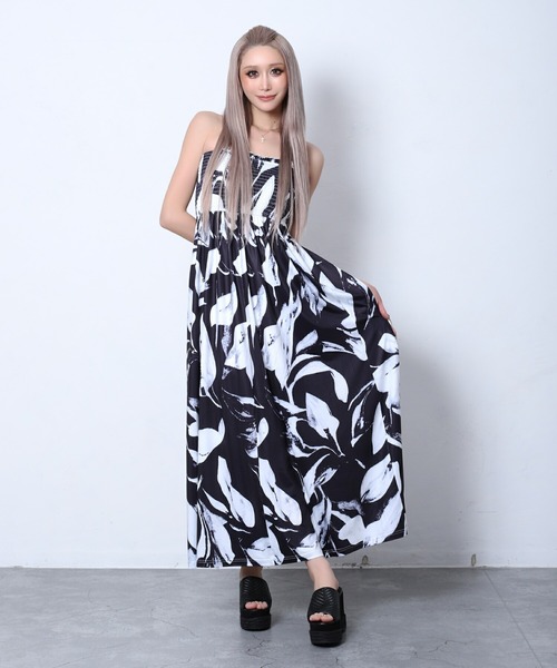 BLACKQUEEN(ブラッククイーン)の「【BLACKQUEEN】リゾート柄マキシワンピース(ワンピース・レディース・ホワイト/ブラック・M)」の9枚目の写真