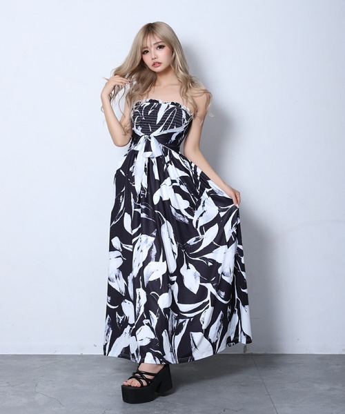 BLACKQUEEN(ブラッククイーン)の「【BLACKQUEEN】リゾート柄マキシワンピース(ワンピース・レディース・ホワイト/ブラック・M)」の14枚目の写真