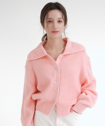 Cotton Calla Ribbed Knit Cardigan (Pink)