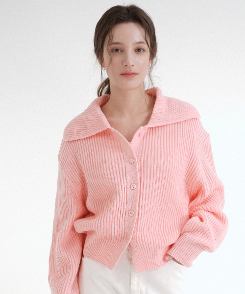 VLETI(ブレッティ)の「Cotton Calla Ribbed Knit Cardigan (Pink)(カーディガン/ボレロ・レディース・ピンク・FREE)」の1枚目の写真
