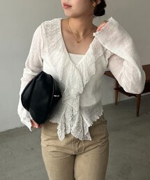 レースフリルカーディガン