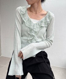 レースフリルカーディガン