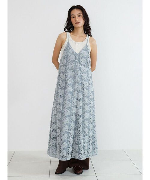FIKA.（フィーカ）の「Brushed floral lace onepiece（ワンピース・レディース・ライトブルー/ブラック/オフホワイト・MEDIUM）」の17枚目の写真