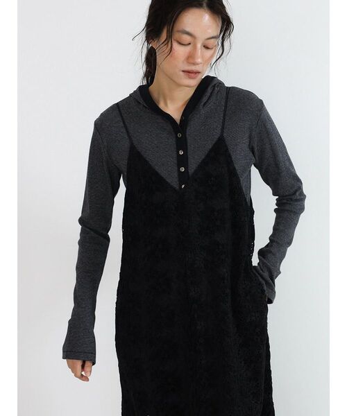 FIKA.（フィーカ）の「Brushed floral lace onepiece（ワンピース・レディース・ライトブルー/ブラック/オフホワイト・MEDIUM）」の12枚目の写真