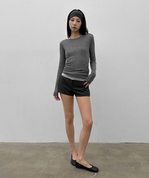 BLACKUP（ブラックアップ）の「[MADE] ケレンオフショルダーテンセル長袖Tシャツ（Tシャツ/カットソー・レディース・グレー/グレイッシュベージュ/ミント・FREE）」の21枚目の写真