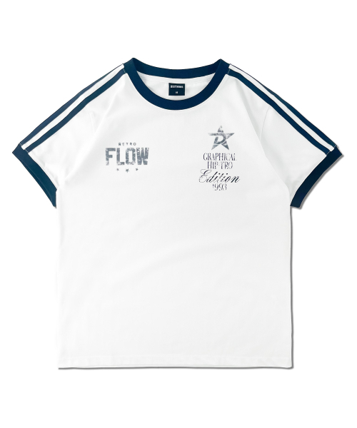 DISTN9NE(ディストナイン)の「ウーマン ダブルライン グラフィック 半袖Tシャツ LQ2TF243_WHITE(Tシャツ/カットソー・レディース・その他・90/85)」の1枚目の写真