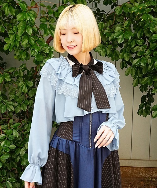 axes femme POETIQUE（アクシーズファムポエティック）の「２ＷＡＹシアーボレロ（カーディガン/ボレロ・レディース・ブルー/ワイン/ホワイト・MEDIUM）」の13枚目の写真