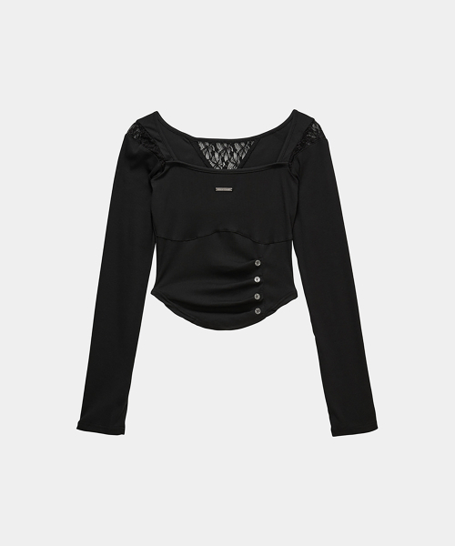 ETRE AU SOMMET(エトレオソメ)の「Bust Line Pintuck Detail Long Sleeve (Black)(Tシャツ/カットソー・レディース・ブラック・FREE)」の3枚目の写真