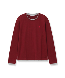 配色レイヤードロングスリーブTシャツ_バーガンディ