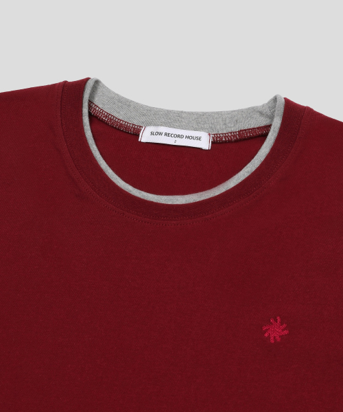 SLOW RECORD HOUSE（スローレコードハウス）の「配色レイヤードロングスリーブTシャツ_バーガンディ（Tシャツ/カットソー・レディース・その他・2/1）」の4枚目の写真