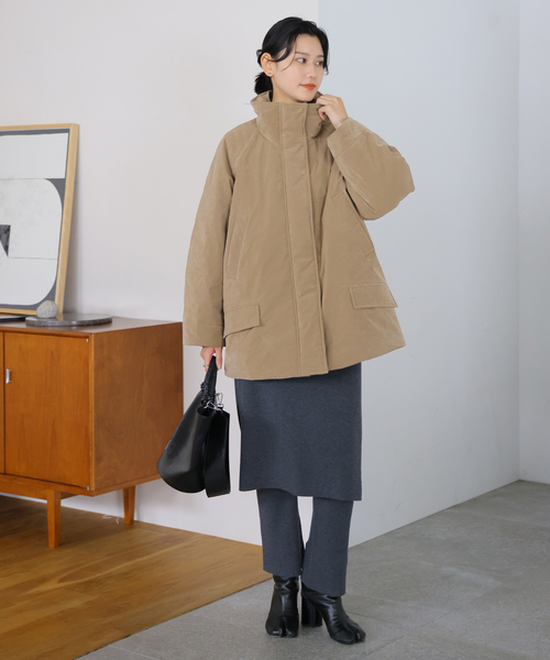 JOURNAL STANDARD(ジャーナルスタンダード)の「【洗える】スエードタフタパッファーコート(その他アウター・レディース・ブラック/キャメル・FREE)」の3枚目の写真