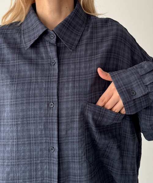 CANAL JEAN(キャナルジーン)の「El mar ダークチェックロングシャツ(シャツ/ブラウス・レディース・ネイビー・ONE SIZE)」の10枚目の写真