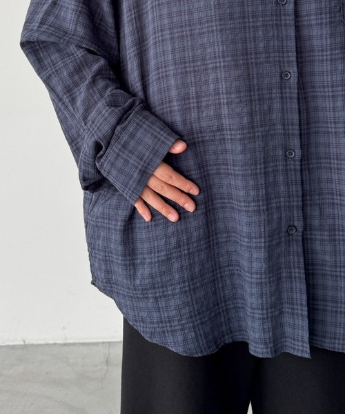 CANAL JEAN(キャナルジーン)の「El mar ダークチェックロングシャツ(シャツ/ブラウス・レディース・ネイビー・ONE SIZE)」の11枚目の写真