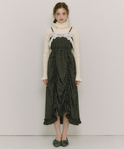 セール】lace drawstring onepiece / レースデザインドロストキャミ