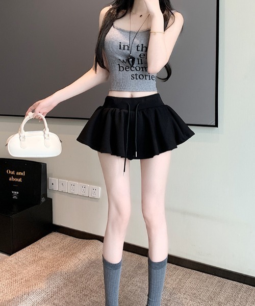 semuse（セミューズ）の「ふんわりシルエット美脚ミニスカパン（スカート・レディース・ブラック/ホワイト/グレー・FREE）」の12枚目の写真