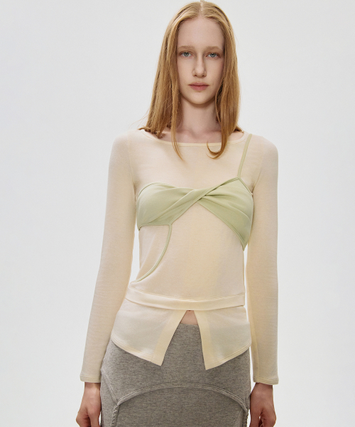 KIMZISU(キムジス)の「Twisted Bra Layer T-shirt_IVORY(Tシャツ/カットソー・レディース・アイボリー・SMALL/MEDIUM)」の5枚目の写真