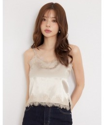 ポイントレースサテンキャミトップス 秋服