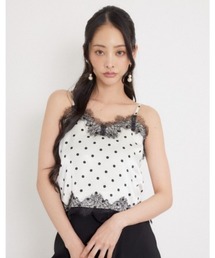 rienda | ポイントレースサテンキャミトップス 秋服(キャミソール)