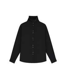 SITP5304 ハイネック シルキーシャツ_Black