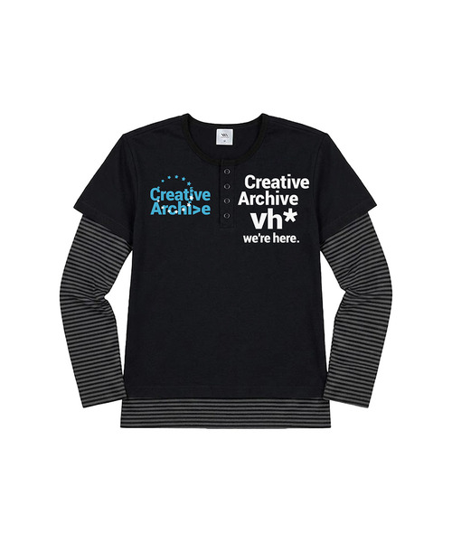 VENHIT（ベンヒット）の「Creative ストライプレイヤード ルーズフィットスリーブ（Tシャツ/カットソー・レディース・スカイブルー/ブラック/バーガンディー・FREE）」の2枚目の写真