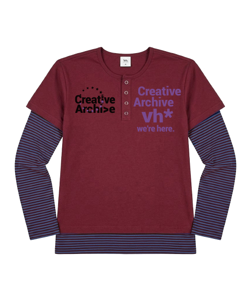 VENHIT（ベンヒット）の「Creative ストライプレイヤード ルーズフィットスリーブ（Tシャツ/カットソー・レディース・スカイブルー/ブラック/バーガンディー・FREE）」の4枚目の写真