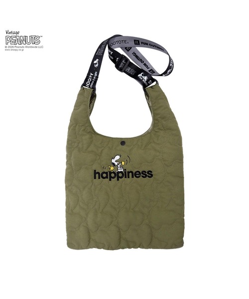 Vintage PEANUTS(ビンテージピーナッツ)の「ルートート / PEANUTS スヌーピー ルーショッパー キルティング2WAYトートバッグ(ショルダーバッグ・レディース・ブラック/カーキ・FREE)」の3枚目の写真