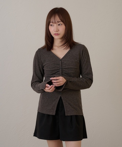 raffime(ラフィミー)の「【Raffime】ギャザーリブカーディガン(カーディガン/ボレロ・レディース・アイボリー/チャコールグレー/ブラウン/ベージュ・フリー)」の16枚目の写真