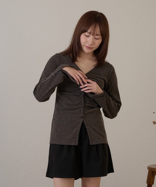 raffime(ラフィミー)の「【Raffime】ギャザーリブカーディガン(カーディガン/ボレロ・レディース・アイボリー/チャコールグレー/ブラウン/ベージュ・フリー)」の14枚目の写真