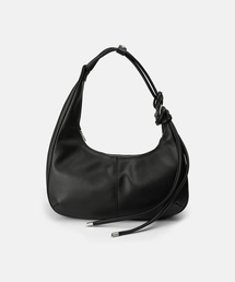 LEATHER TIE HOBO BAG BLACK