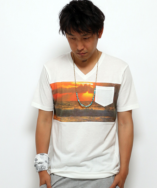 VENCEEXCHANGE（ヴァンスエクスチェンジ）の「転写パネルプリント半袖Tシャツ    （Tシャツ/カットソー・メンズ・オフホワイト/ブラック・SMALL/LARGE/MEDIUM）」の2枚目の写真