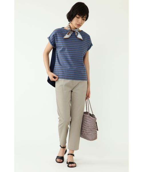 human woman(ヒューマンウーマン)の「【入荷禁止】デラヴェボーダー布帛コンビカットソー(Tシャツ/カットソー・レディース・ブルー/ホワイト系その他/グレー・MEDIUM)」の4枚目の写真