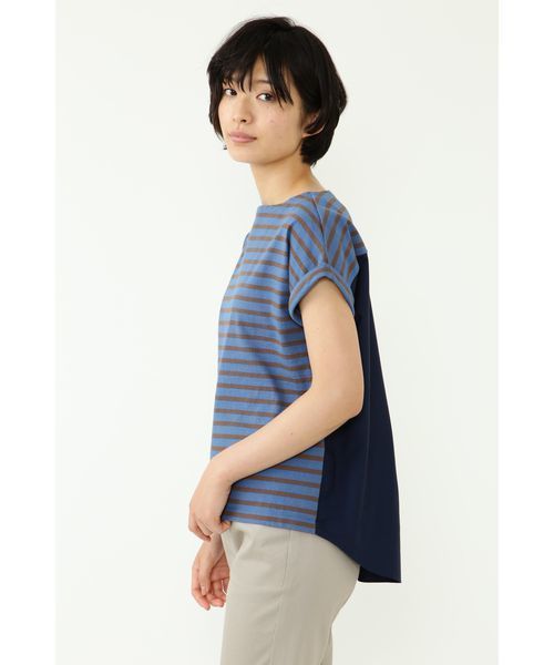 human woman(ヒューマンウーマン)の「【入荷禁止】デラヴェボーダー布帛コンビカットソー(Tシャツ/カットソー・レディース・ブルー/ホワイト系その他/グレー・MEDIUM)」の5枚目の写真