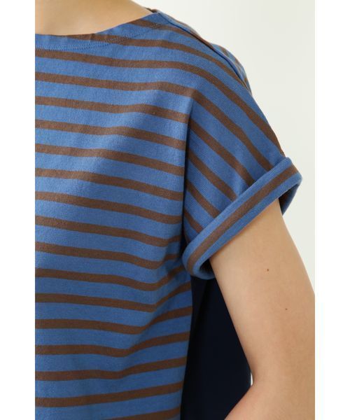 human woman(ヒューマンウーマン)の「【入荷禁止】デラヴェボーダー布帛コンビカットソー(Tシャツ/カットソー・レディース・ブルー/ホワイト系その他/グレー・MEDIUM)」の8枚目の写真
