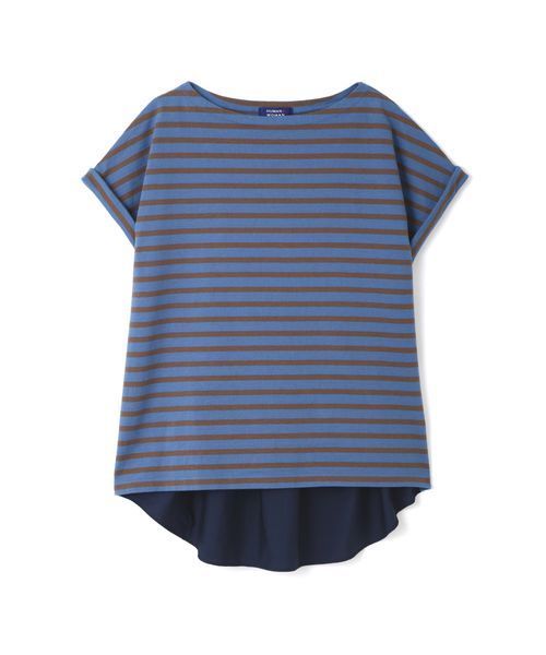 human woman(ヒューマンウーマン)の「【入荷禁止】デラヴェボーダー布帛コンビカットソー(Tシャツ/カットソー・レディース・ブルー/ホワイト系その他/グレー・MEDIUM)」の10枚目の写真