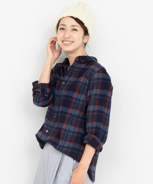 BEAUTY&YOUTH UNITED ARROWS（ビューティーアンドユースユナイテッドアローズ）の「BY ソフトネルチェックシャツ◆（シャツ/ブラウス・レディース・オフホワイト/ベージュ/ネイビー・MEDIUM/SMALL）」の3枚目の写真