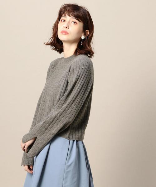 BEAUTY&YOUTH UNITED ARROWS（ビューティーアンドユースユナイテッドアローズ）の「BY ワイドリブ ショート丈 ニット◆（ニット/セーター・レディース・オフホワイト/ブラウン/ネイビー/ライトブルー/ライトグレー・FREE）」の3枚目の写真