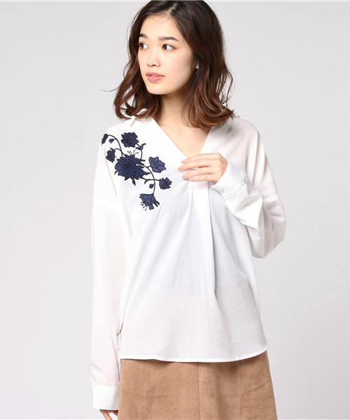 VENCEEXCHANGE（ヴァンスエクスチェンジ）の「刺繍シャツ               （シャツ/ブラウス・レディース・オリーブ/オフホワイト/オレンジ・MEDIUM）」の11枚目の写真