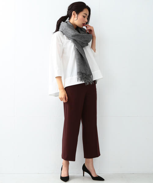 Johnstons of Elgin（ジョンストンズオブエルガン）の「【予約】Johnstons / チェックカシミヤ ビッグストール（ストール/ショール・レディース・ブラウン/レッド/グリーン系その他/ブルー系その他/ブラック/イエロー/グレー/ブルー/グリーン/ネイビー/チャコールグレー/ブラウン系その他/ダークグリーン・ONE SIZE）」の16枚目の写真