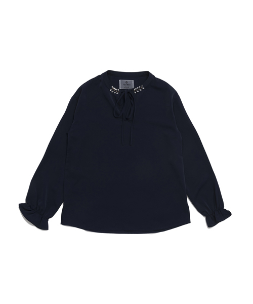 LAYMEE（レイミー）の「Clay blouse（シャツ/ブラウス・レディース・ネイビー/ホワイト/グリーン/キャメル・FREE）」の8枚目の写真