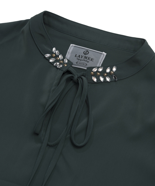 LAYMEE（レイミー）の「Clay blouse（シャツ/ブラウス・レディース・ネイビー/ホワイト/グリーン/キャメル・FREE）」の10枚目の写真