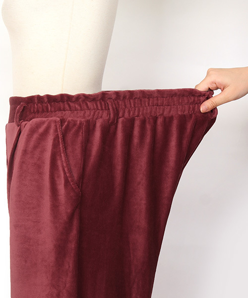 Pierrot（ピエロ）の「コーデュロイ風細コールベロア素材ウエストリボンワイドパンツ（その他パンツ・レディース・ブラック/ネイビー/ブラウン/グレー/グリーン/ボルドー・M/L）」の15枚目の写真